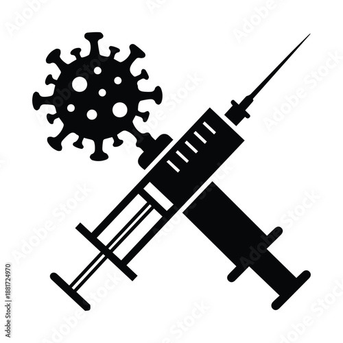 Black silhouette of a pump bottle dispenser for soap lotion or hand sanitizer isolated on white