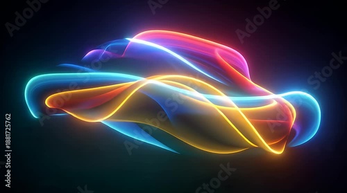 A mesmerizing video of colorful neon lights swirling in a dark space
