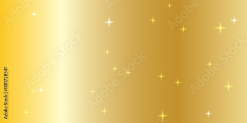 Golden gradient background. Yellow metallic shimmering texture with elegant abstract backdrop. Horizontal cover with starry pattern. Gold paper gradation vector bg.