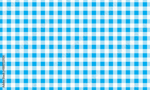 Light blue and white gingham pattern background. Seamless checkered fabric texture for picnic blankets, tablecloths, or summer fashion designs. Classic geometric square grid backdrop