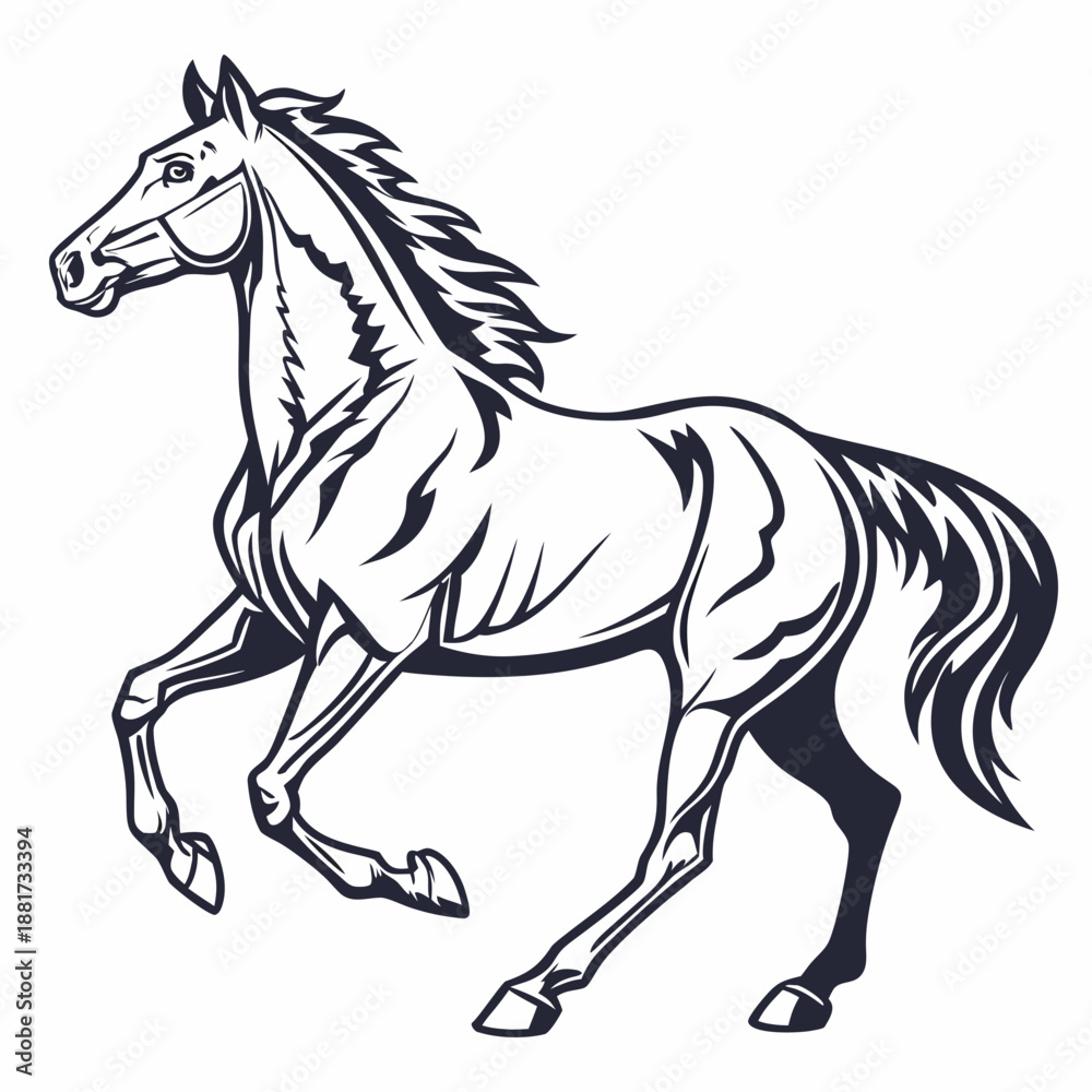 Obraz premium Elegant Wild Stallion Horse Running Silhouette Vector Illustration