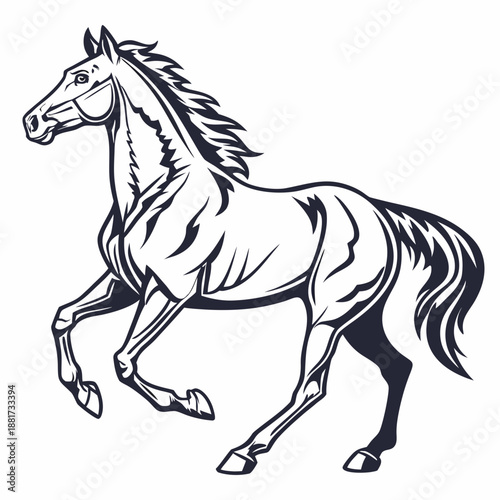 Elegant Wild Stallion Horse Running Silhouette Vector Illustration