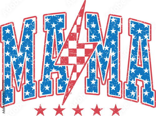 Mama Lightning bolt checkered SVG, Mama Lightning bolt SVG, Retro Mama Checkered Lightning Bolt SVG, Mama SVG