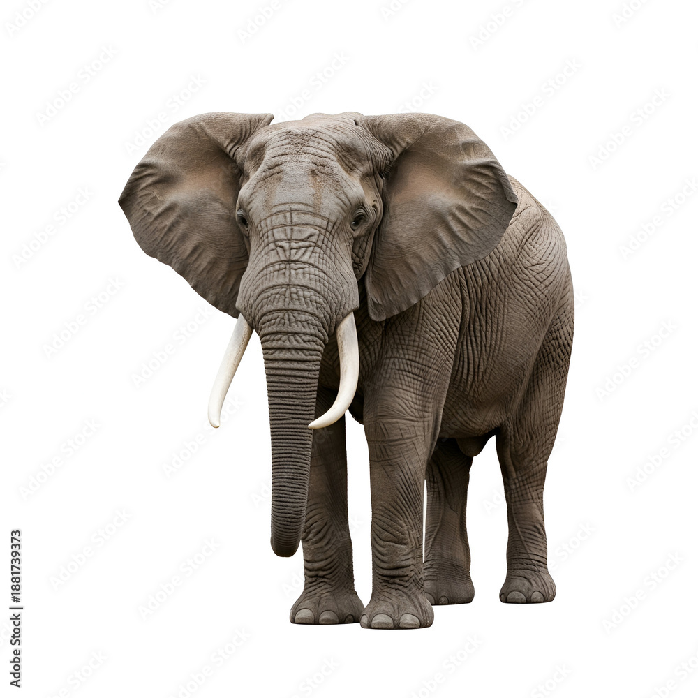Obraz premium African Bush Elephant Isolated on White