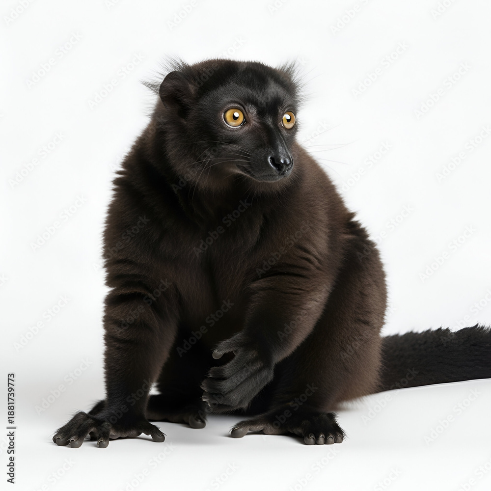 Obraz premium Black lemur perched on tree branch