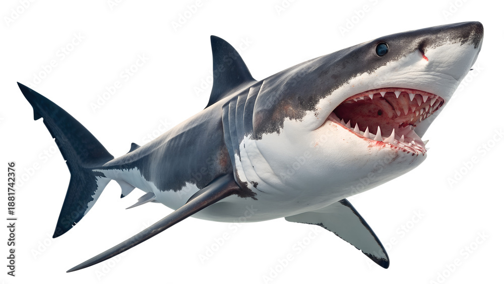 Fototapeta premium Great white shark isolated on transparent background