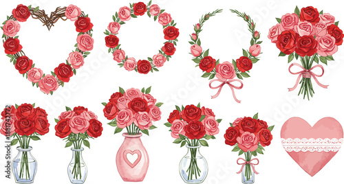 Valentine s day flowers and floral arrangements with roses and hearts