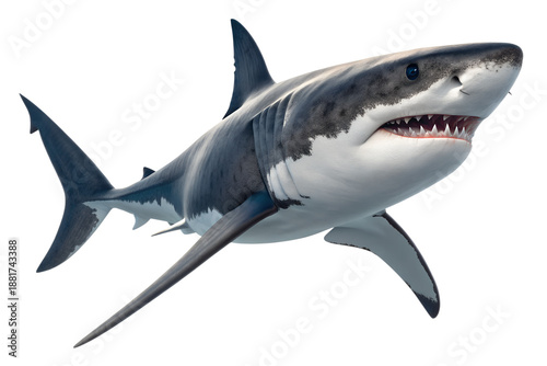 Great white shark isolated on transparent background
