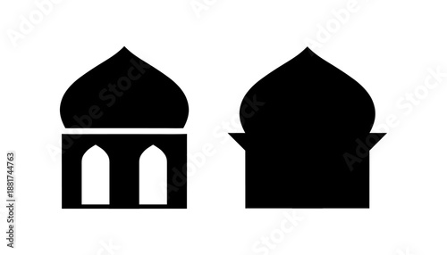 set ramadan kareem Icon Vector. islamic ornament icons vector image. mosque lanterns prayer silhouette