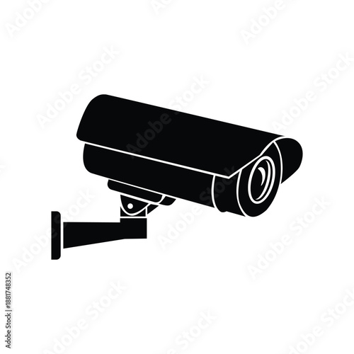 Black Security Camera Icon Vector Surveillance, CCTV, and Monitoring System Symbol