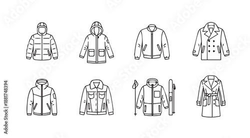 Collection of various jackets and coats