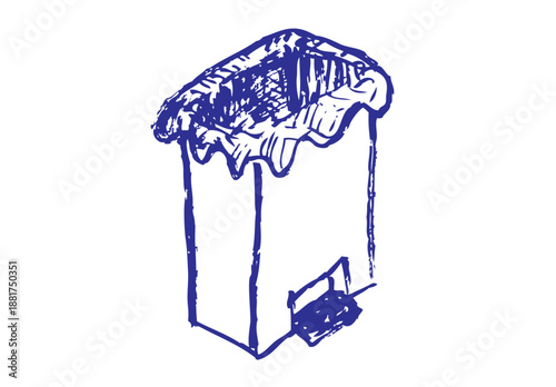 Hand sketch Icon of a Plastic Recycle Bin 