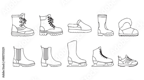 Assorted winter footwear collection