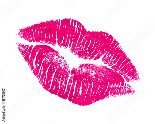 Lipstick kiss mark on white background