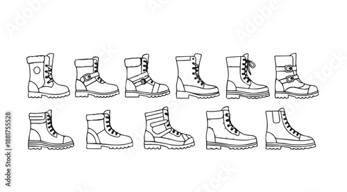 Collection of white combat boots