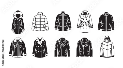Collection of winter jackets and coats