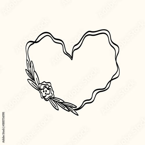 Elegant heart frame with ribbon, floral, and refined vintage character. Works well for wedding decor, French-inspired stationery, and Valentine graphics