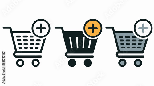 Shopping carts with plus signs e-commerce