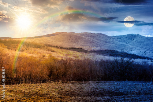 Fotografia early spring rural landscape in mountains