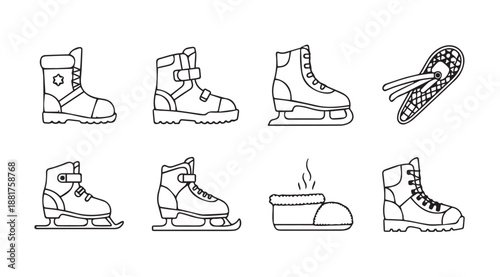 Various types of winter footwear