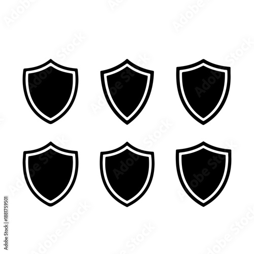 Shield Black silhouette vector set,protection,security shield silhouette set