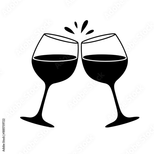 Two wine glass Black silhouette vector,Champagne Glass vector