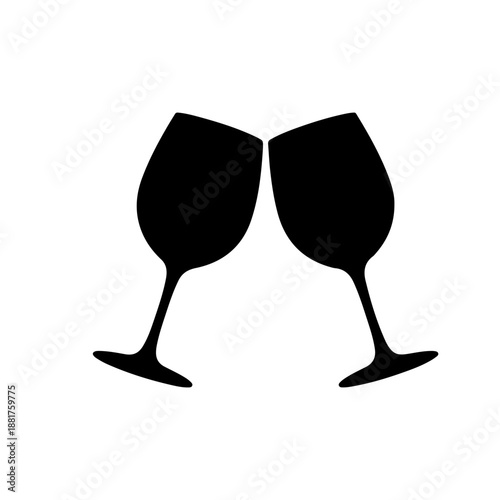 Two wine glass Black silhouette vector,Champagne Glass vector