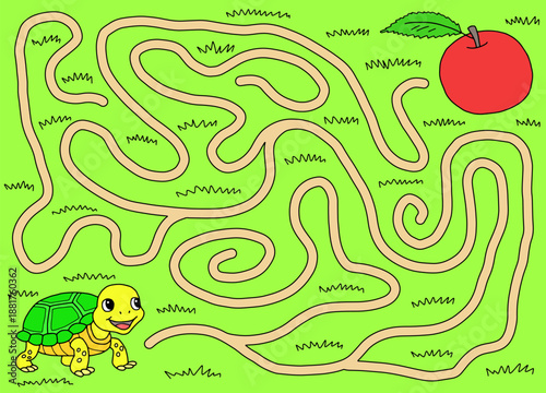 Turtle maze graphic color sketch landscape illustration vector