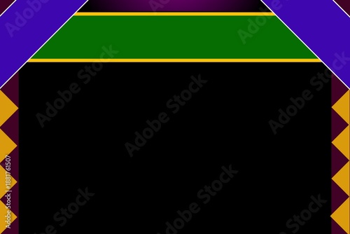 Luxury Geometric Border Design with Green Black and Purple Shapes