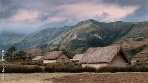 Ecuadorian highland village traditional houses.
