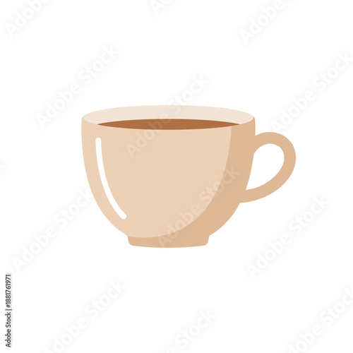 Beige Coffee Cup with Brown Liquid.