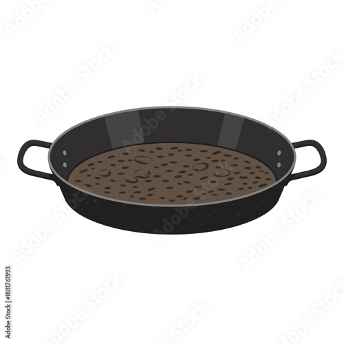 Black Paella Pan with Handles Cooking.