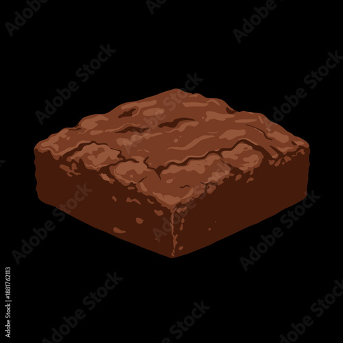 Chocolate Brownie Cube with Cracked Surface.