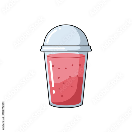 Illustration of a Disposable Plastic Cup with Red Liquid.