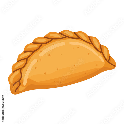 Illustration of a Golden Brown Empanada Pastry.