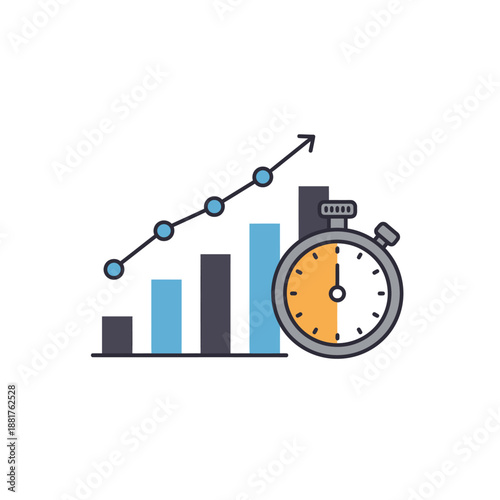 Stopwatch with graph showing increasing trend.
