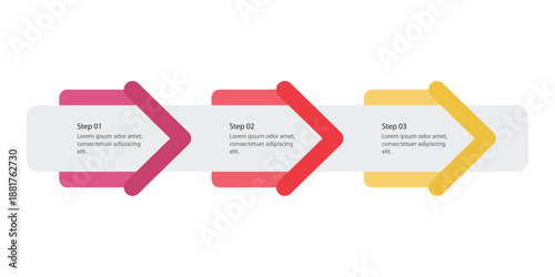 Colorful Three Step Process Infographic Diagram with Arrow Timeline