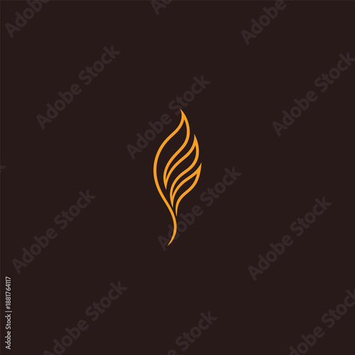 Abstract flame feather logo in dynamic and elegant line art style.