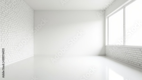Wallpaper Mural high resolution white brick room interior with clean textured walls bright minimal space and modern atmosphere architectural background for design mockups concept of real estate interior branding Torontodigital.ca