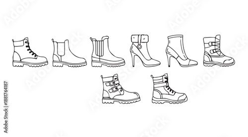 Assorted styles of boots