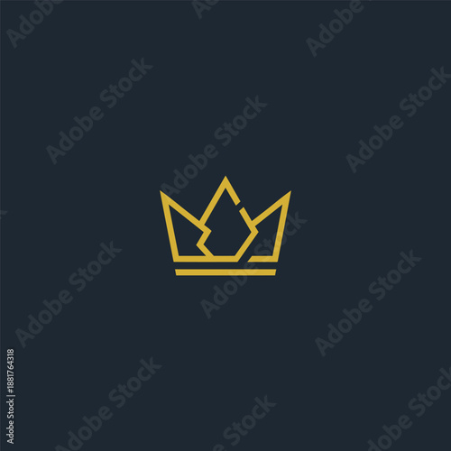 Broken crown logo in bold and symbolic line illustration.