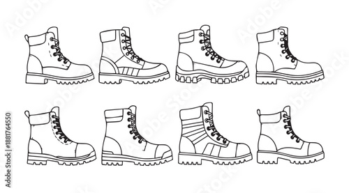 Collection of white combat boots