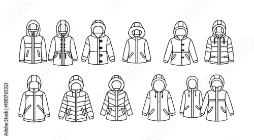 Collection of winter jackets and accessories
