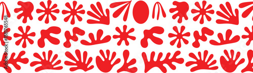 Red abstract floral shapes pattern design on transparent background perfect for various creative projects high-quality professional detailed modern elegant stylish