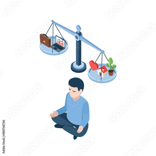 Man Considering Work Life Balance Sitting.