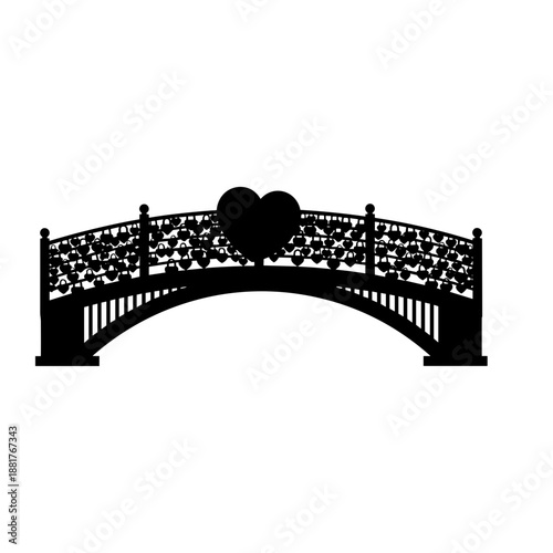 Black Silhouette of a Heart Shaped Bridge.