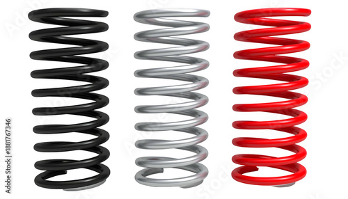 Wallpaper Mural Three vertical springs, black, silver, and red, against a black backdrop Torontodigital.ca