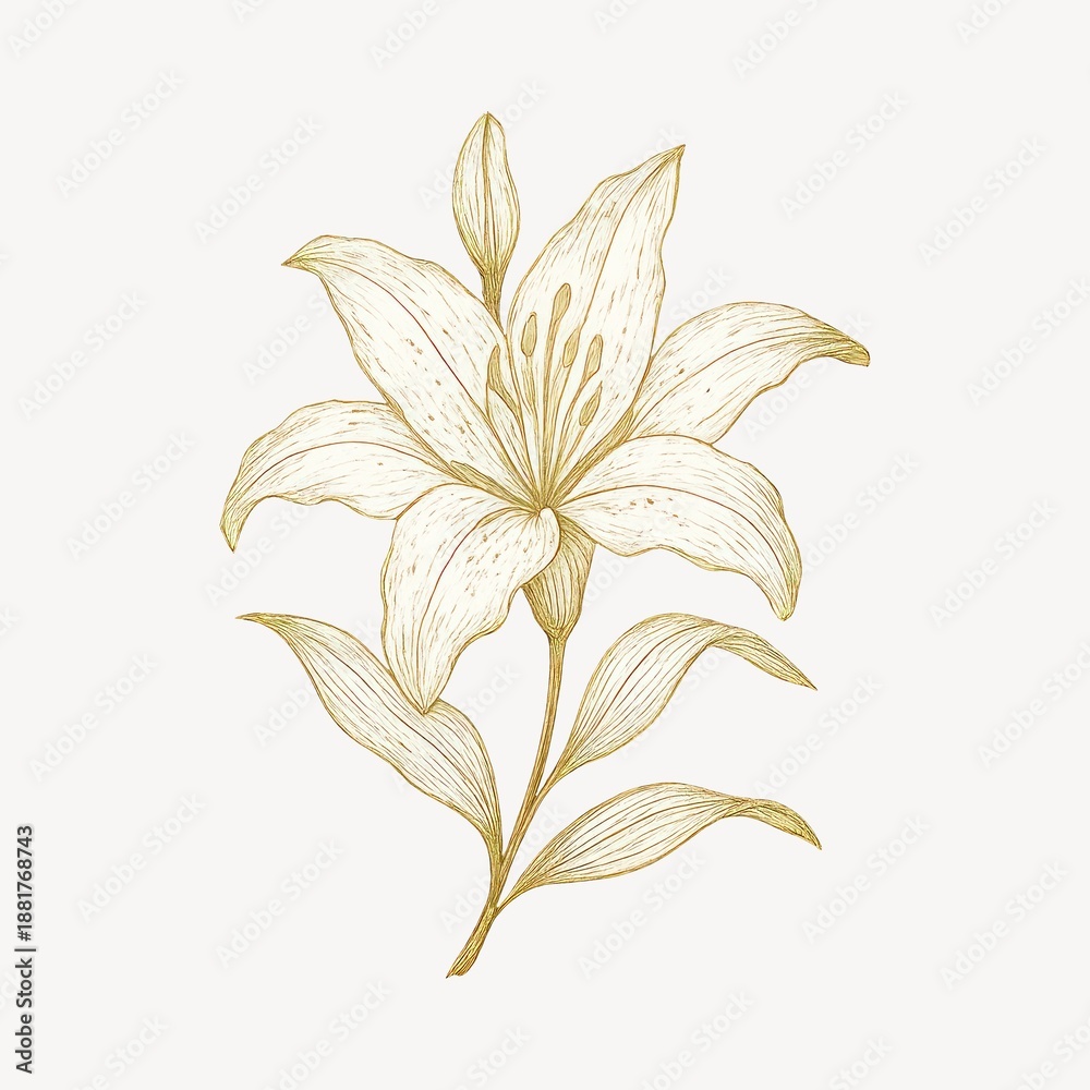 Obraz premium Elegant golden lily illustration