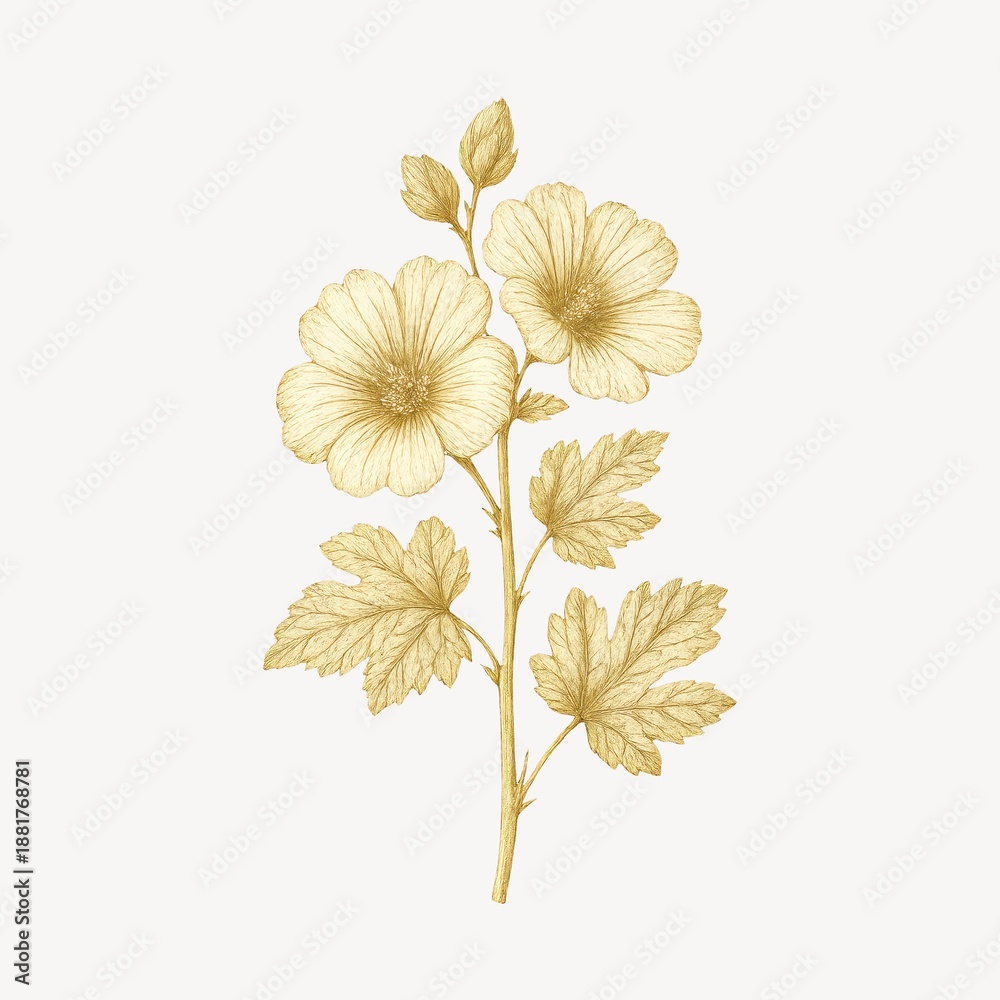 Fototapeta premium Elegant golden floral illustration