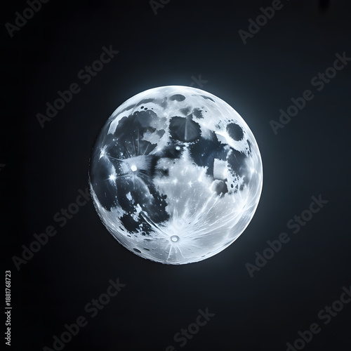 Wallpaper Mural Detailed Full Moon Isolated on Black Background Torontodigital.ca